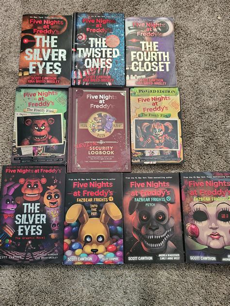 All fnaf books - 1-48 of 924 results for "fnaf books" Results. Best Seller in Nonfiction Comics & Graphic Novels for Young Adults. The Silver Eyes (Five Nights At Freddy's: The Graphic Novel #1): Volume 1. by Scott Cawthon. 4.7 out of 5 stars 8,649. Paperback. $10.00 $ …